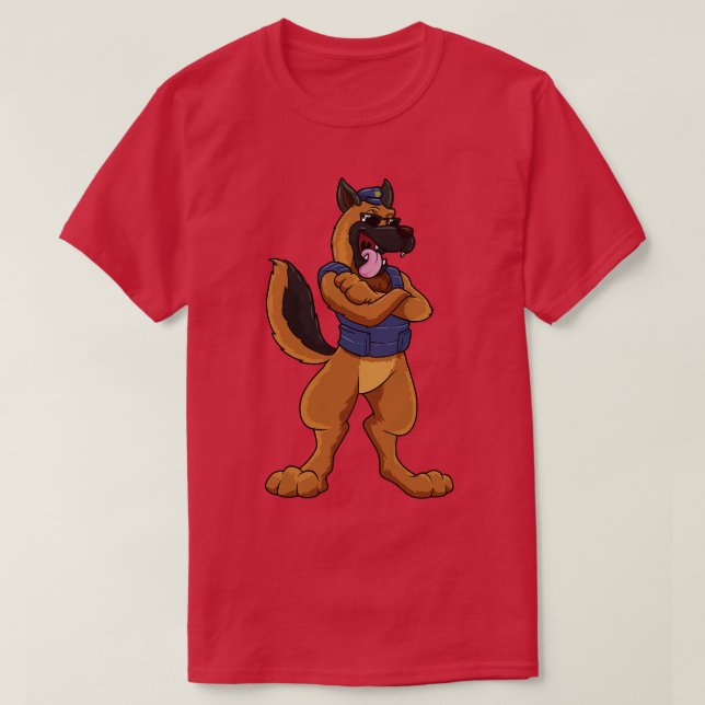 Camiseta Perro policial como oficial de policía con chaleco (Diseño del anverso)