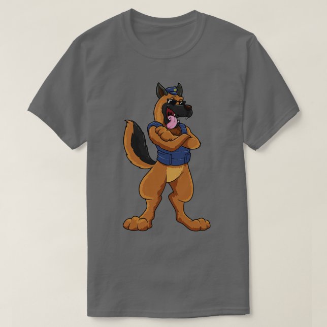 Camiseta Perro policial como oficial de policía con chaleco (Diseño del anverso)