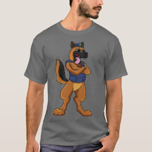 Camiseta Perro policial como oficial de policía con chaleco