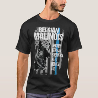 Camiseta Perro policial Malinois Gracioso K9 Bandera delgad