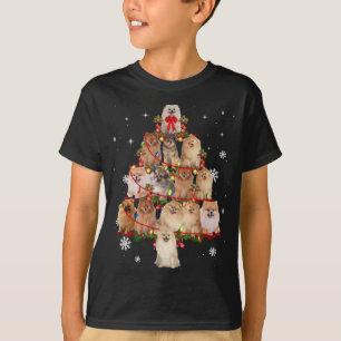 Camiseta Perro Pomerania Árbol de Navidad enciende perro gr