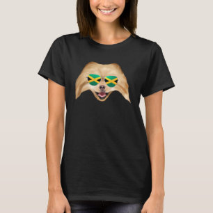 Camiseta Perro pomerania bandera jamaicana bolsillo Jamaica