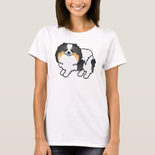 Camiseta Perro Pomerania Cartoon Lindo Tricolor