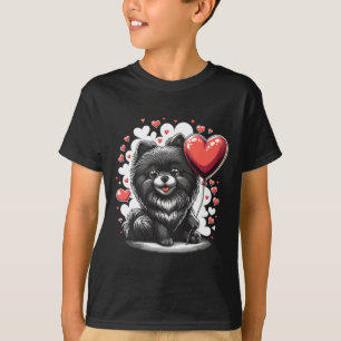 Camiseta Perro Pomerania Negro Dueño de Perro Día de San Va