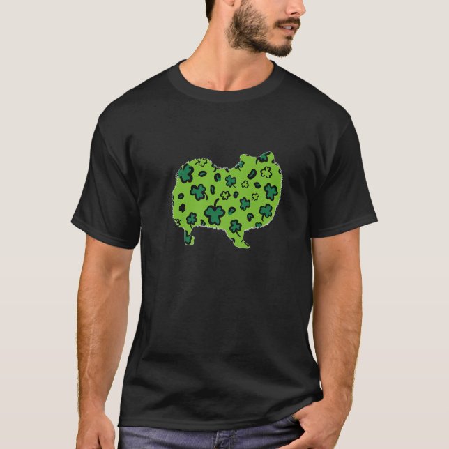 Camiseta Perro Pomerania San Patricio del Día del Leopardo  (Anverso)