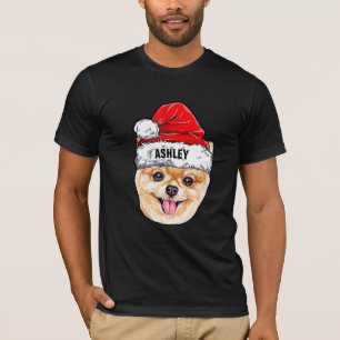 Camiseta Perro Pomeranian Terrier Sombrero de Navidad Grand