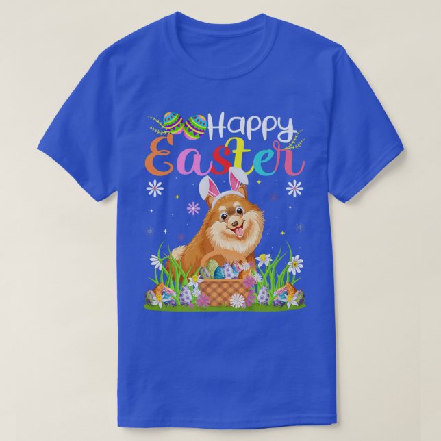 Camiseta Perro Pomeraniano Bunny Egg Hunt Funny Hap Pomeran (Diseño del anverso)