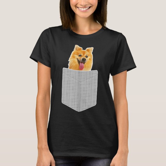 Camiseta Perro Pomeraniano En Pocket Funny Pom Puppy (Anverso)