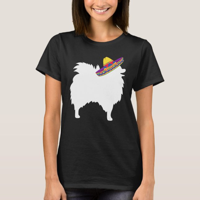 Camiseta Perro Pomeraniano Sombrero Cinco De Mayo (Anverso)