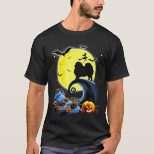 Camiseta Perro Pomerano Y Halloween Gracioso De La Luna
