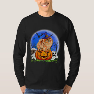Camiseta Perro Pomerano Y Moon Divertido Costume Halloween 