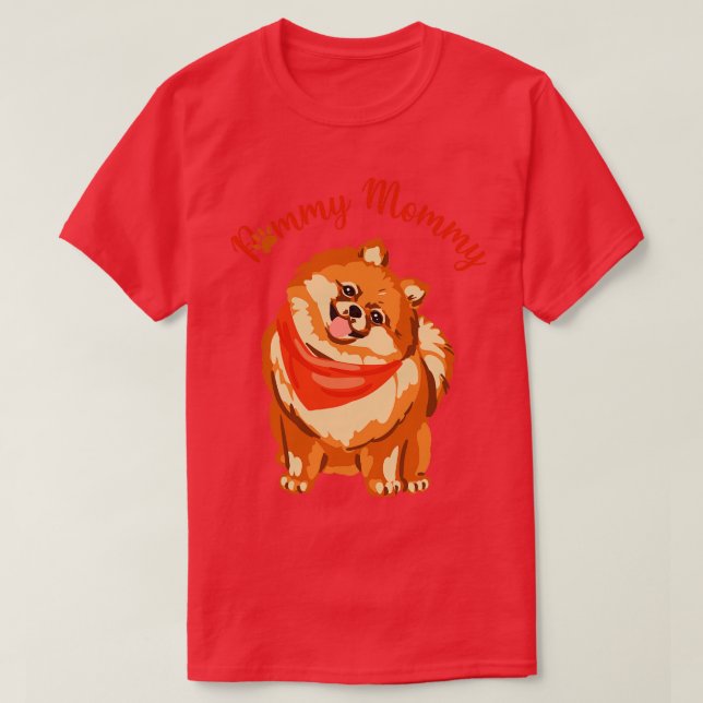 Camiseta Perro Pommy Fluffy Rojo Pomeraniano (Diseño del anverso)