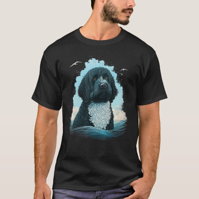 Camiseta Perro portero lindo en perro de agua portugués 1 (Anverso)
