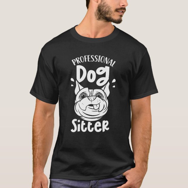 Camiseta Perro profesional en el sitio del perro sentando p (Anverso)