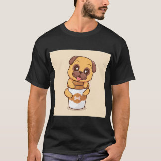 Camiseta Perro Pug Adorable Abraza Taza de Café Icono Vecto
