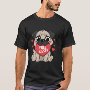 Camiseta Perro Pug Adorable Día de San Valentín Corazón Bes