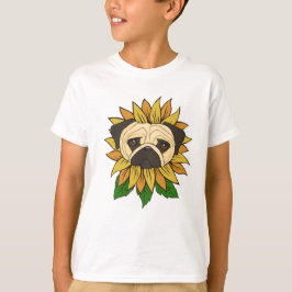 Camiseta Perro Pug Adorable en un Girasol