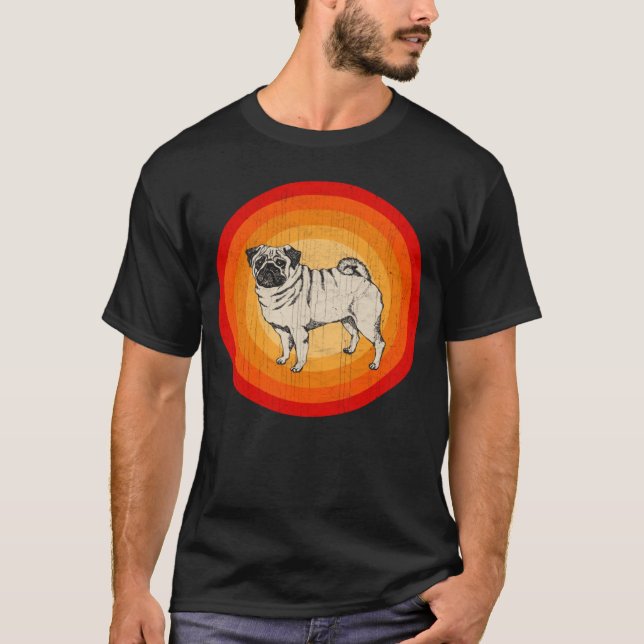 Camiseta Perro Pug Afligido Estilo Retro (Anverso)