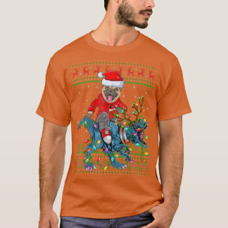 Camiseta Perro Pug Amante de las feas luces de Navidad Pug 