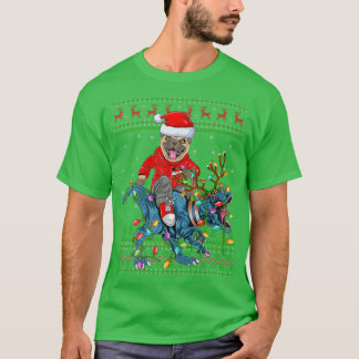 Camiseta Perro Pug Amante de las feas luces de Navidad Pug