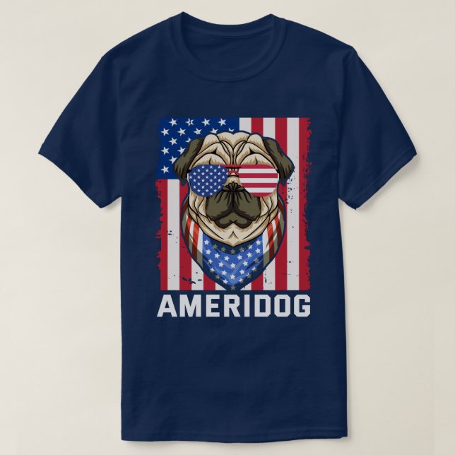 Camiseta Perro Pug americano (Diseño del anverso)