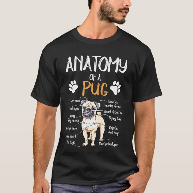 Camiseta Perro Pug Anatomía Divertida (Anverso)