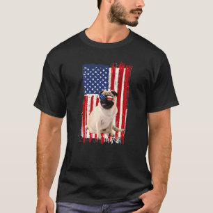 Camiseta Perro Pug Bandera Americana Patriótico Independenc