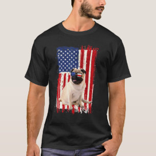 Camiseta Perro Pug Bandera Americana Patriótico Independenc