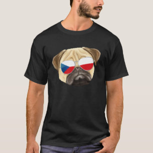 Camiseta Perro Pug Bandera Checa República Checa Bolsillo
