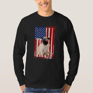 Camiseta Perro Pug Bandera Estadounidense Independencia Pat
