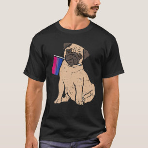 Camiseta Perro Pug Bisexual Bandera del Orgullo Cuto LGBTQ 
