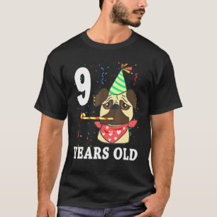 Camiseta Perro Pug Cachorro Adorable 9 Años Cumpleaños 8 Pu