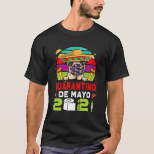 Camiseta Perro Pug Cara Máscara Cuarantino Funny Cinco De M