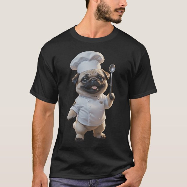 Camiseta perro pug chef maestro (Anverso)