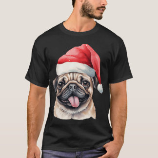 Camiseta Perro pug con sombrero de santa - Cachorro con som