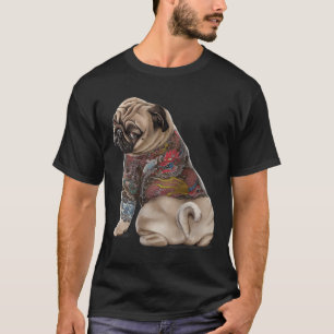Camiseta Perro Pug Con Tatuaje Dragón Japonés Tradicional I