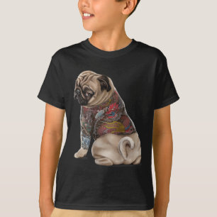 Camiseta Perro Pug Con Tatuaje Dragón Japonés Tradicional I