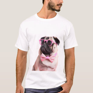 Camiseta perro pug con un lazo