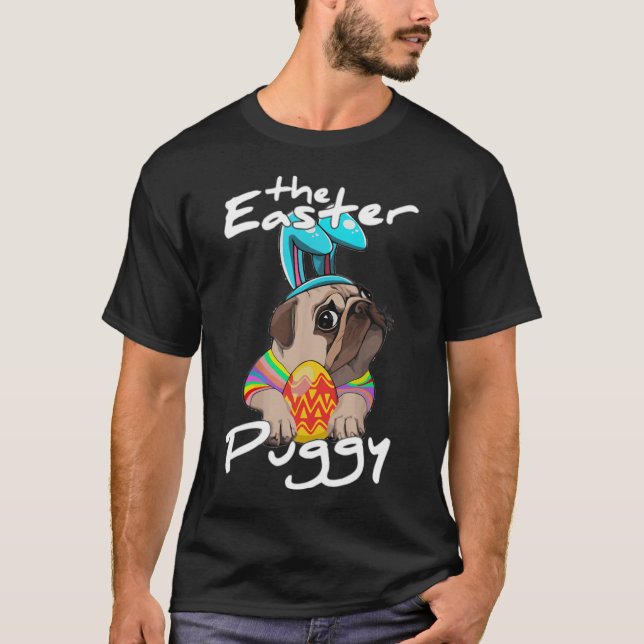 Camiseta Perro Pug Conejo Feliz Pascua (Anverso)
