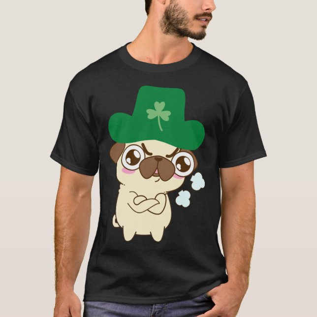 Camiseta Perro pug cutáneo San Patricio Perro San Patricio  (Anverso)