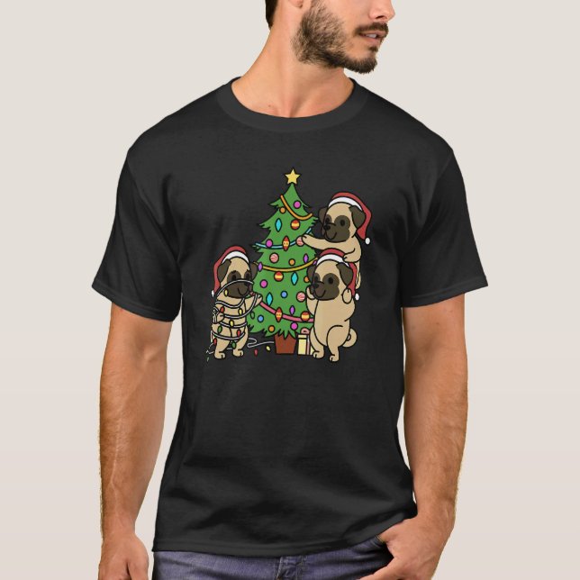Camiseta Perro Pug de árbol de Navidad (Anverso)