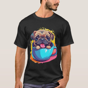 Camiseta Perro pug de dibujos animados lindo con disfraz de