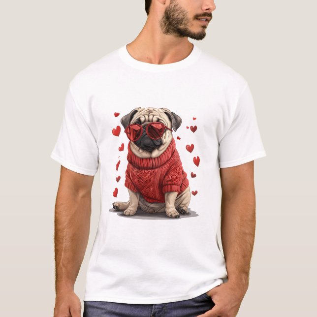 Camiseta Perro Pug día de San Valentín (Anverso)