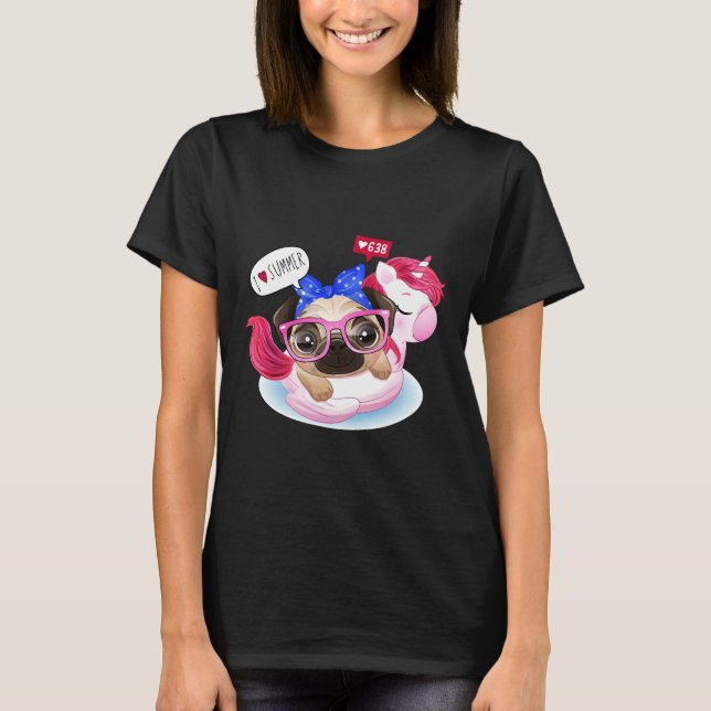 Camiseta Perro Pug Divertido Nadando No (Anverso)