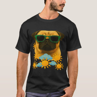 Camiseta Perro pug en verano estilo realista y pintura