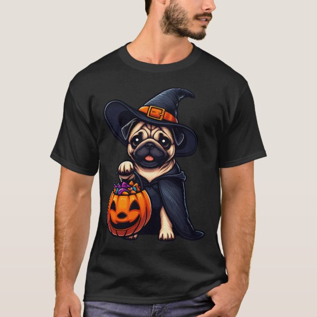 Camiseta Perro Pug Halloween (Anverso)