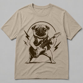 Camiseta Perro Pug Heavy Metal Desgarrando Guitarra Eléctri