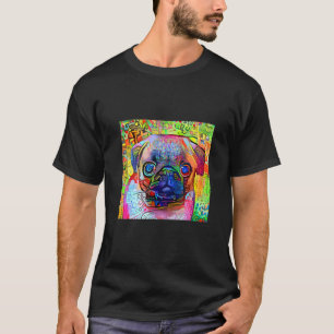 Camiseta Perro Pug Impresionista Colorido