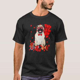 Camiseta Perro Pug Lindo Corazón Divertido Día de San Valen