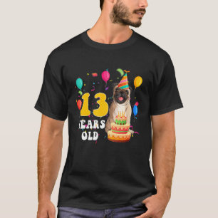 Camiseta Perro Pug Lindo de 13 Años Fiesta de Cumpleaños Nú